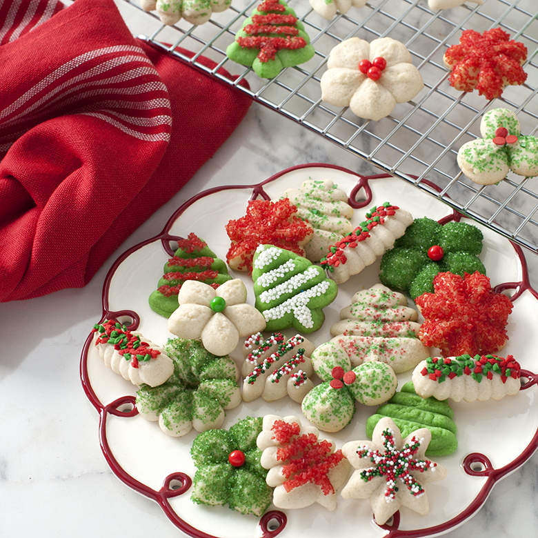 Christmas Cookies: Festive Glazed Spritz Cookies