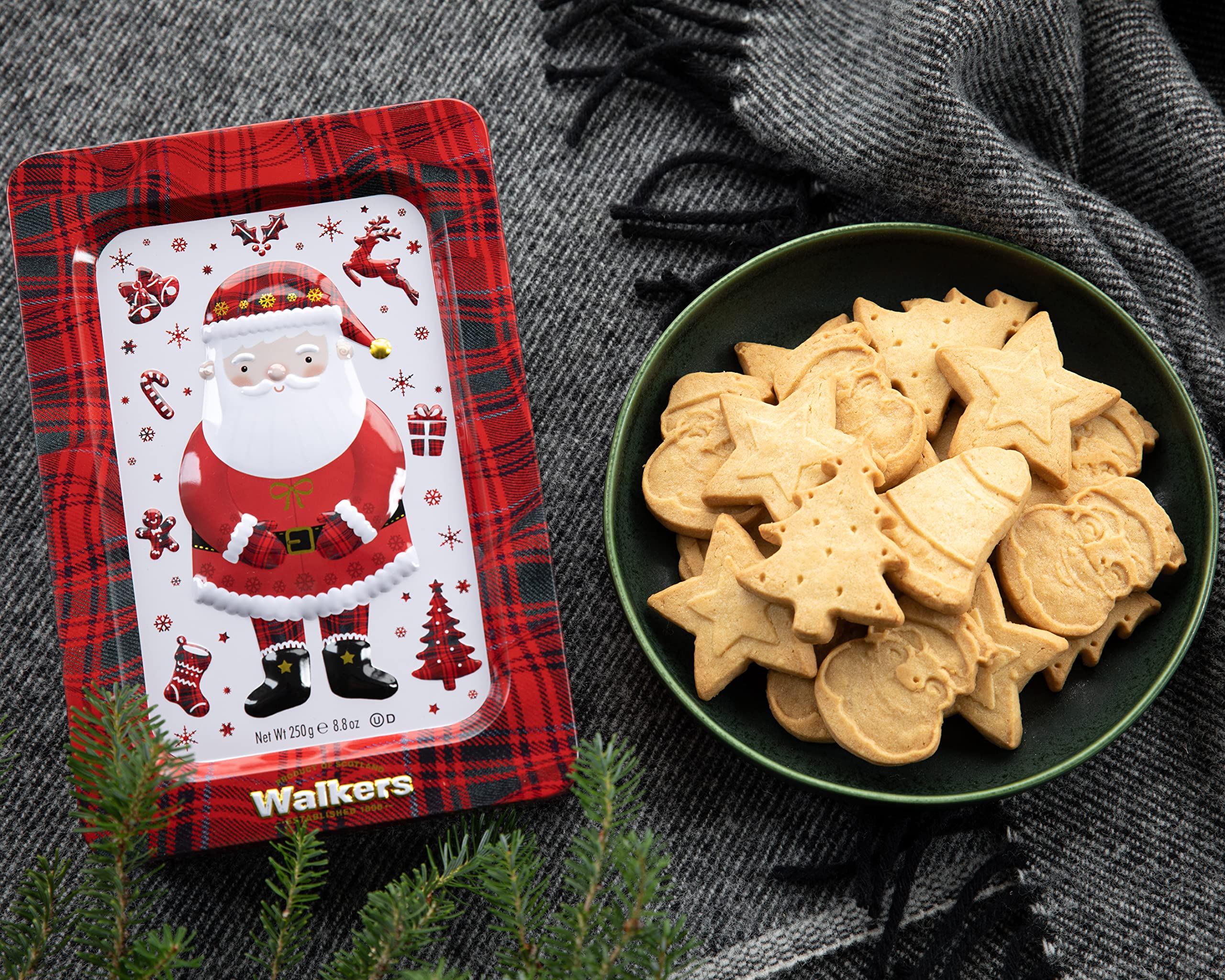 Amazon.com: Walker's Shortbread Santa Assorted Holiday Tin, Pure Butter Shortbread Cookies, 8.8 Oz Tin : Grocery & Gourmet Food