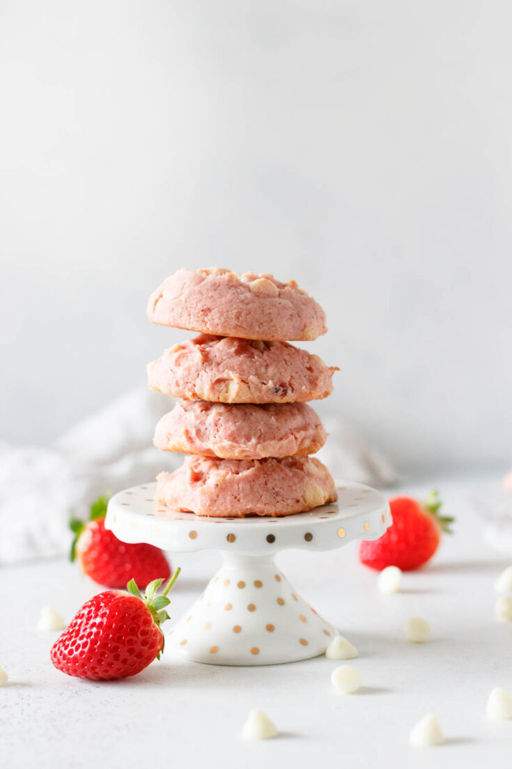 Strawberry White Chocolate Chip Cookies - Goodie Godmother